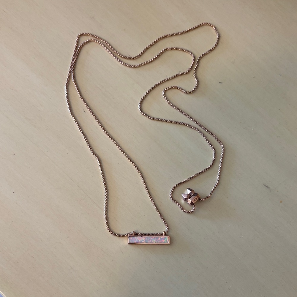 Kendra Scott adjustable rose gold opal necklace